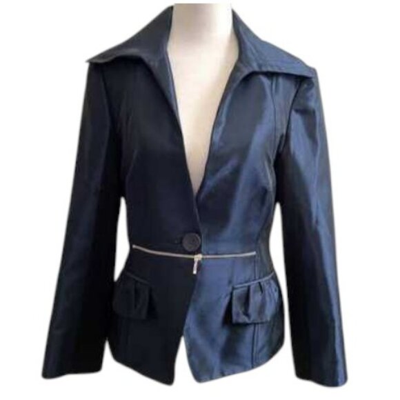 Andy The-Anh women's two-tone single button long sleeve blazer size 8 - Picture 1 of 11